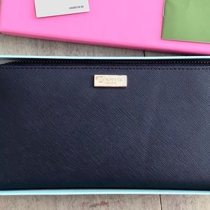 KATE SPADE Laurel Way Neda Zip Around Blue Wallet